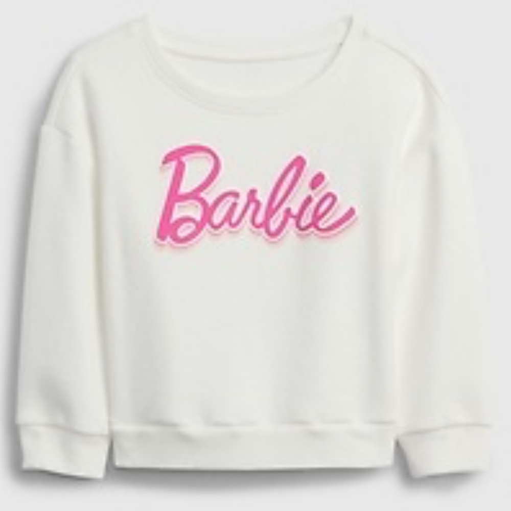 GAP Barbie Graphic Kids Sweatshirt Cream and Pink 12-18m